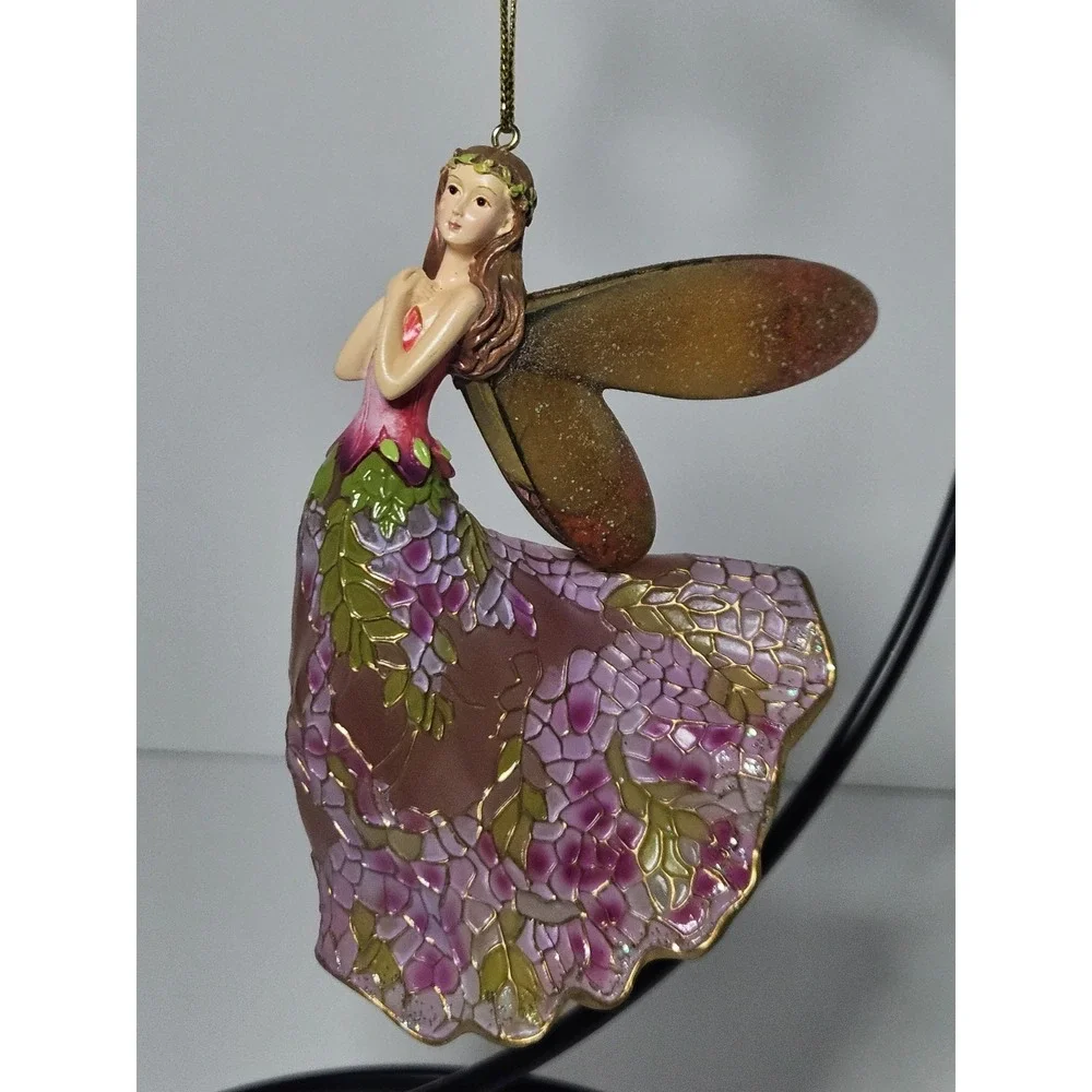 Stained Glass Radiant Wisteria Angels of Glowing Garden Fairy Ornament Flower